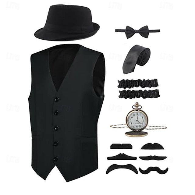  Retro / vintage Glada 20-talet 1920-talet Kläder Väst Panamahatt Den store Gatsby Herre Mode Herr Jul Halloween Karnival Bal Möhippa Festival Vuxna Väst Hatt Knyta Alla årstider