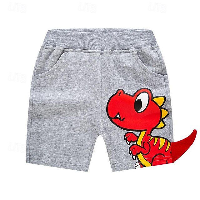  Chico 3D Caricatura Dinosaurio Bermudas Verano Activo Básico Niños 4 años + Exterior Deporte Casual Ajuste regular