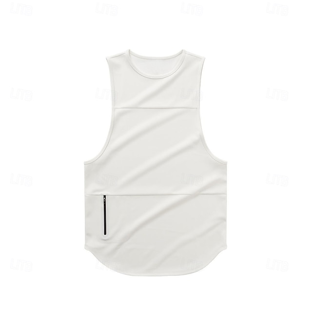  Voor heren Singlet Onderhemd Mouwloos shirt Gym spier T-shirt Mouwloos Ronde hals Zomer Effen Modieus Ontwerper Spier Dubbelzijdige ritssluiting Buiten Uitgaan Sportschool Zwart Wit Grijs Top T-shirt