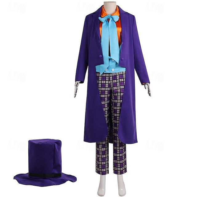  Joker Clown Halloween Mantel Hose Hut Cosplay Horror Erwachsene Herren Damen Karneval Maskerade Party Einfache Halloween-Kostüme Verkleiden