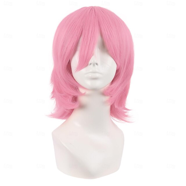  Parrucca Cosplay Corto Coda di Lupo Sintetica con Frangette Parrucche Cosplay di Halloween