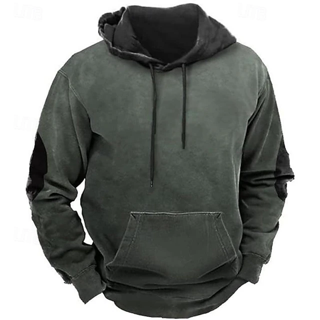Men's Hoodie Army Green Navy Blue Brown Khaki Hooded Color Block Patchwork Pocket Sports & Outdoor Daily Holiday Polyester Streetwear Basic Casual Spring & Fall Clothing Apparel Hoodies Sweatshirts 5