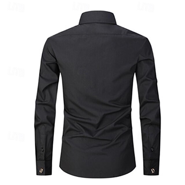 Men's Shirt Dress Shirt Button Up Shirt Black White Yellow Blue Long ...