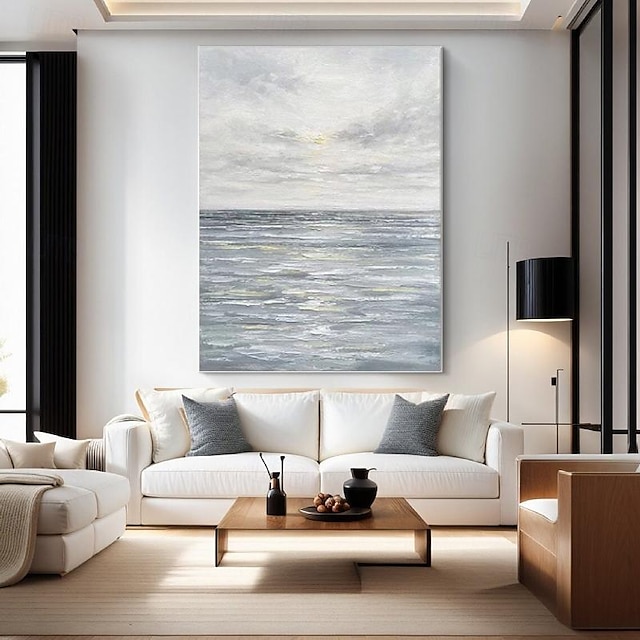 Ocean wave oil painting handmade Wall Art Grey Blue painting Huge Wave ...