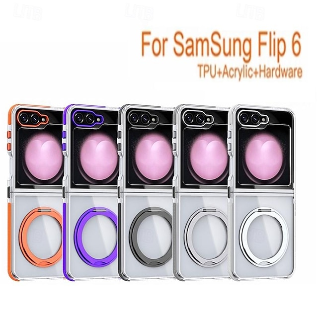  τηλέφωνο tok Για Samsung Galaxy Z Flip 7 Z Flip 6 Z Flip 5 Πίσω Κάλυμμα με βάση στήριξης Διαφανής Μη κιτρίνισμα TPU Ακρυλικό