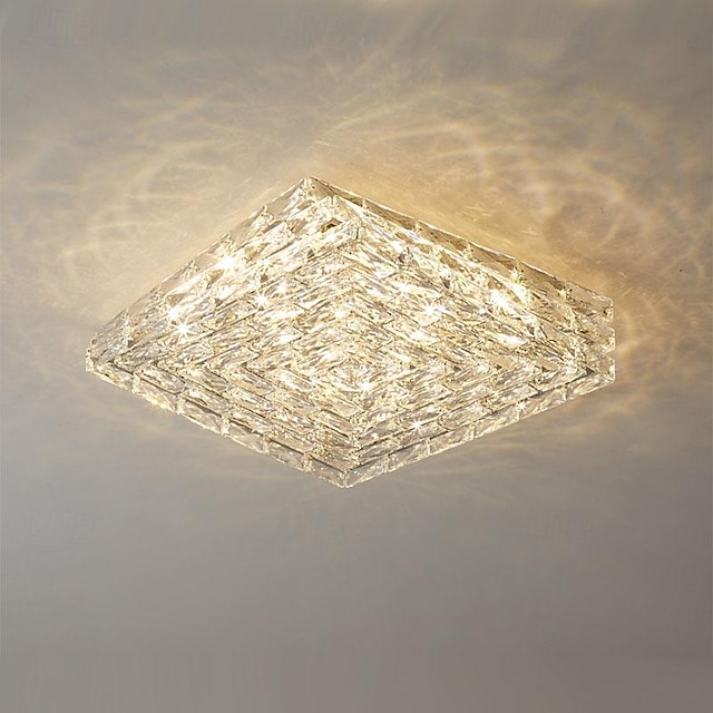  led stropní svítidla křišťálové stropní svítidlo 3barevný světelný zdroj 25/32/40/52cm 1světelné moderní křišťálové zapuštěné čtvercové křišťálové stínidlo nordic do chodby jídelna ložnice koupelna