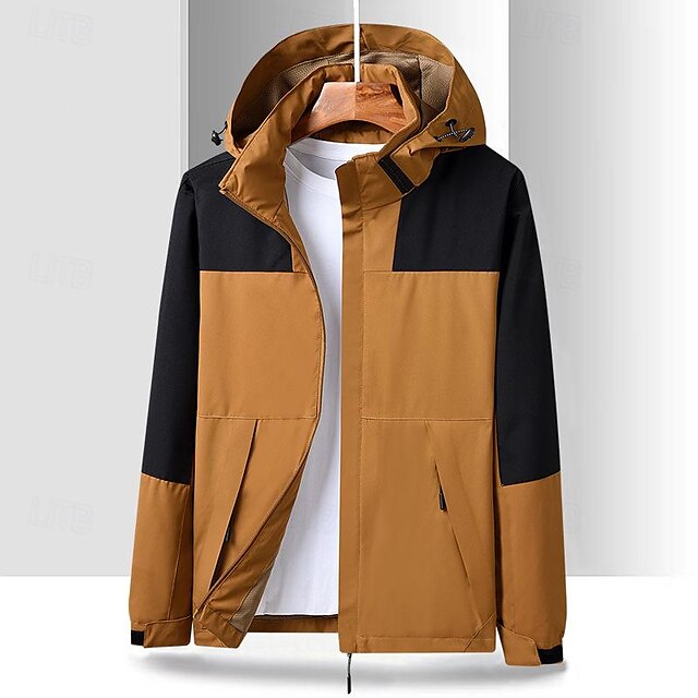  Per uomo Giacca Softshell Giubbino da escursione All'aperto Color Block Antivento Resistente all'acqua Felpa con cappuccio Giacca a vento Campeggio / Escursionismo / Speleologia Viaggi Nero Bianco
