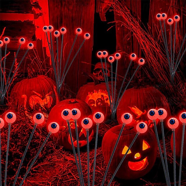  luzes solares do gramado do dia das bruxas globos oculares balançando luzes de vaga-lume olhos fantasmas de halloween ao ar livre à prova d'água quintal festa de feriado decoração de passarela 1/2