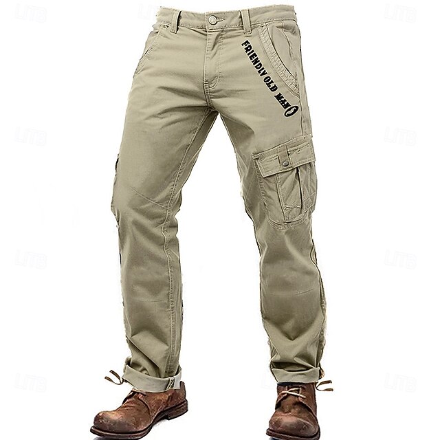 Men's Cargo Pants Cargo Trousers Work Pants Multi Pocket Graphic Letter Outdoor Full Length Outdoor Sports Outdoor Casual Sports Fashion Yellow Army Green Micro-elastic 6