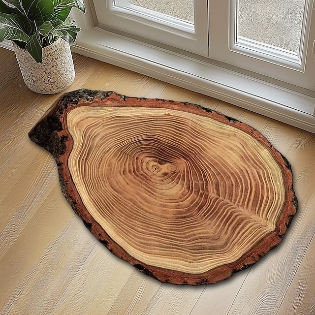  capacho tapete antiderrapante anel de árvore tronco 3d madeira log impressão área tapete tapete banho waterasorb para interior pátio ao ar livre quarto cozinha escritório