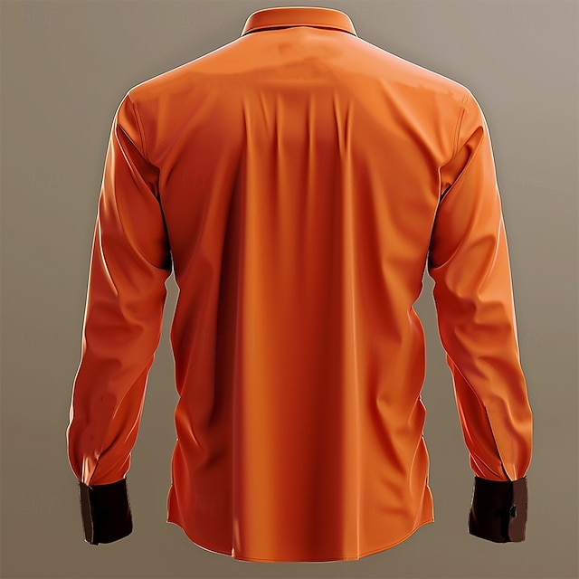  Halloween Mueca Oscuro Hombre Abotonar la camisa Manga Larga Fiesta Otoño Invierno Primavera verano Cuello Camisero Impresión 3D Fino Naranja Satén
