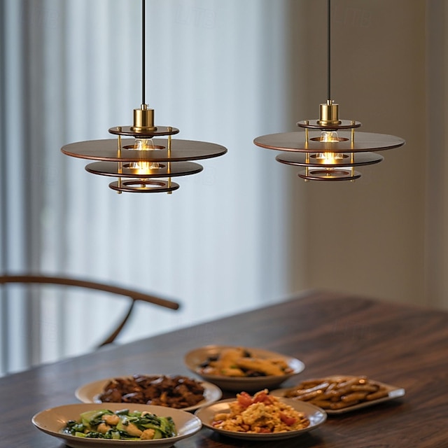  lampada a sospensione a led arredamento moderno lampada a sospensione in metallo regolabile in legno lampadario design creativo droplight lampada da soffitto lampada a sospensione lampada a