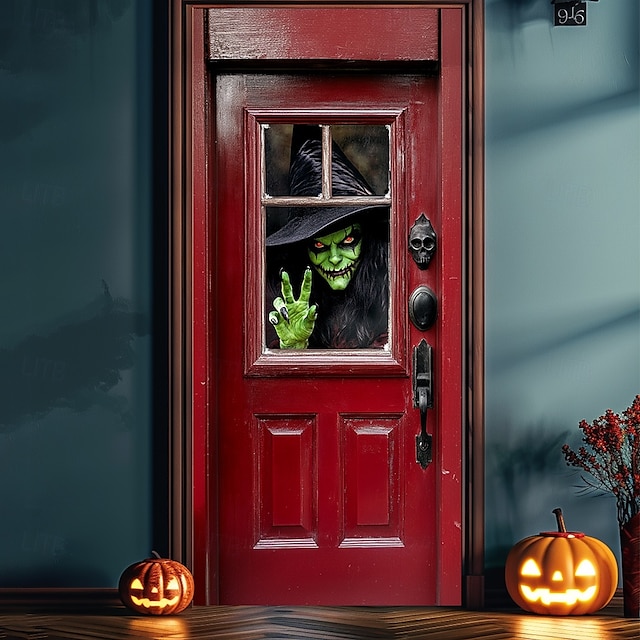 Halloween Door Decorations Halloween Door Covers Witches Door Tapestry(00)