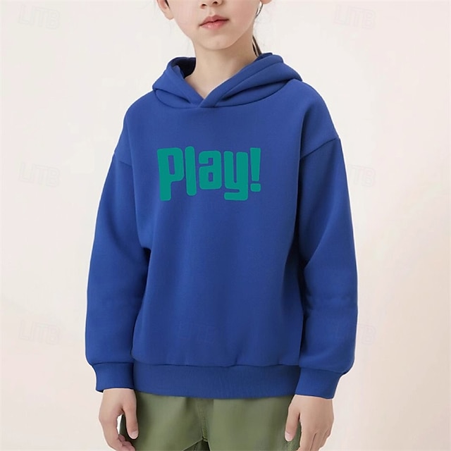  Boys Girls' 3D Letter Hoodie Long Sleeve Fall Winter Fashion Basic Polyester Kids 4-7 Years Hooded Outdoor Casual Daily Regular Fit