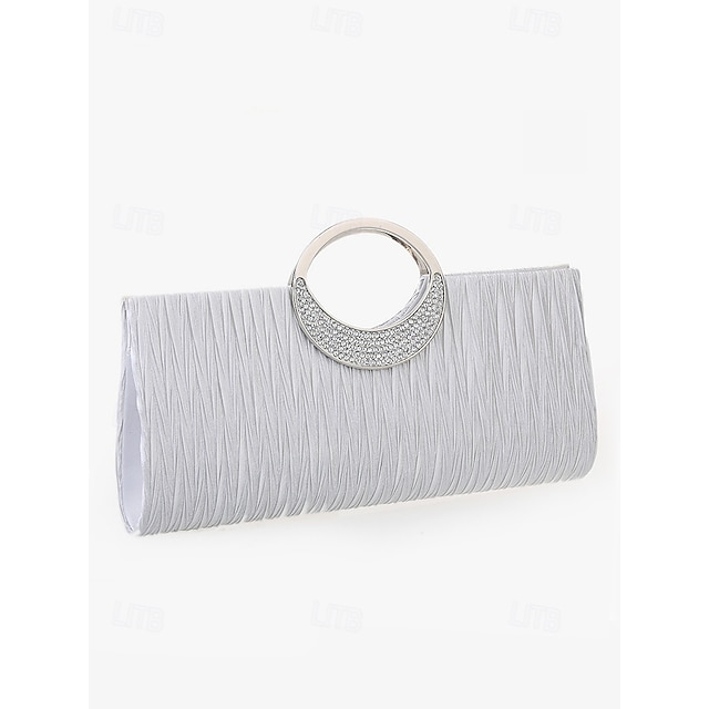  kvinners svart kveld clutch med strass håndtak - elegant veske for bryllup og formelle arrangementer