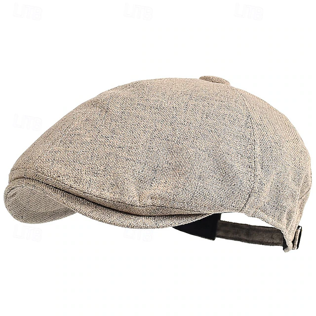 Men's Flat Cap Ascot Hat Newsboy Hat Black khaki Linen Fashion Casual Street Daily Plain Adjustable Sunscreen Breathable 7