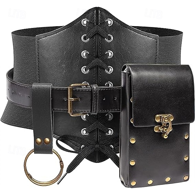  Medieval Renaissance Waist Belt Men's Women's Celtic Pirate Halloween Carnival Performance LARP Adults' Belt Sscabbard Magic Bottle