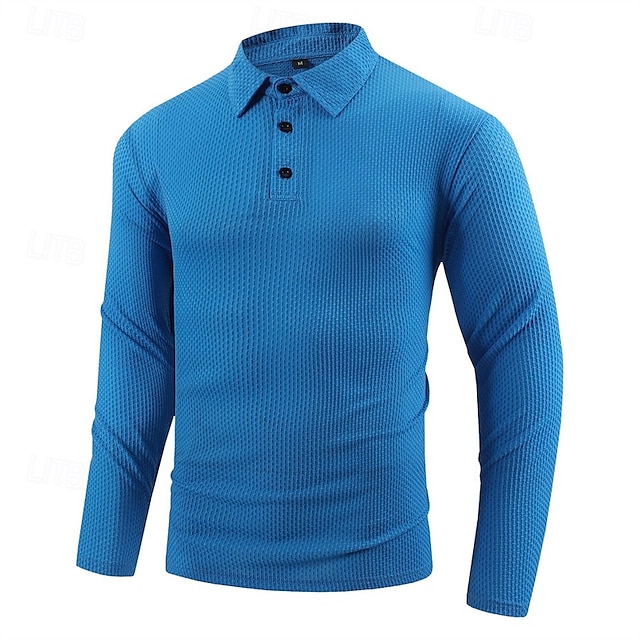  Bărbați Cămașă de golf polo de golf Muncă Casual Rever Manșon Lung De Bază Modern Simplu Buton Primăvara & toamnă Fit regulat Roșu Vin Negru Alb Bleumarin Albastru regal Gri Închis Cămașă de golf