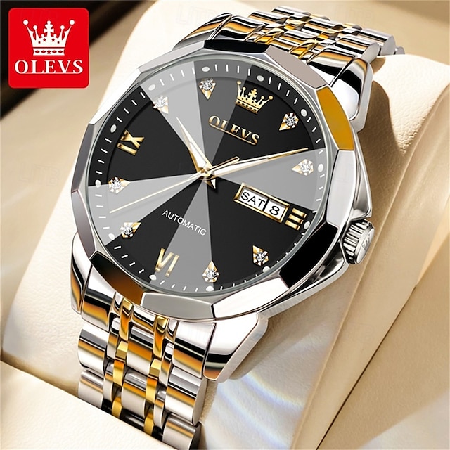  New Olevs Olevs Brand Fashion Trend Men'S Business Watch Decorative Luminous Calendar Week Display Automatic Mechanical Watch Leisure Waterproof Sports Watch