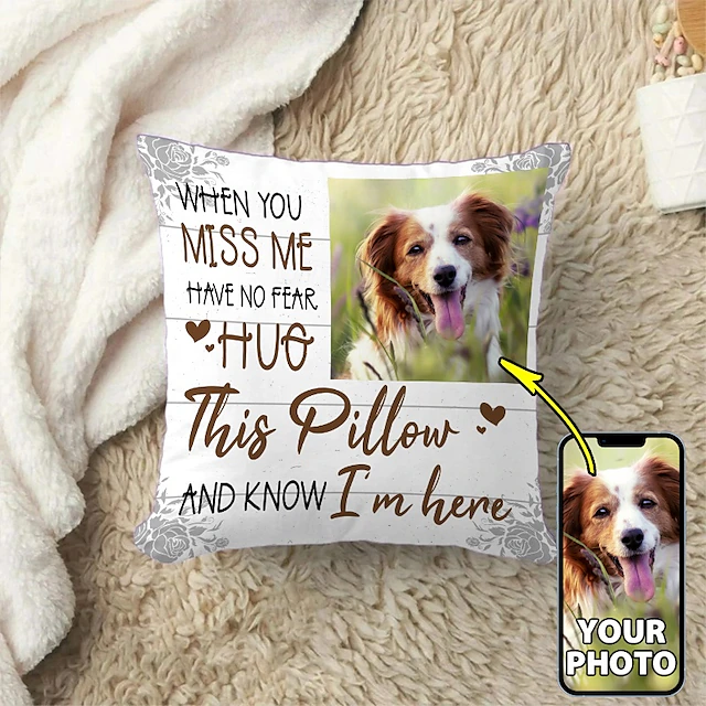 Custom Pillow Cover Pet Photo Personalized Memorial Throw Pillow Sympathy Gift Pet Loss Gift for Dog or Cat 15