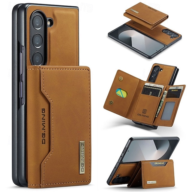 telefone Capinha Para Samsung Galaxy Dobra Z 7 Dobra Z 6 Z Fold 5 Z Fold 4 Z Fold 3 Capa traseira Com Suporte Destacável Magnética Retro TPU PC Couro PU