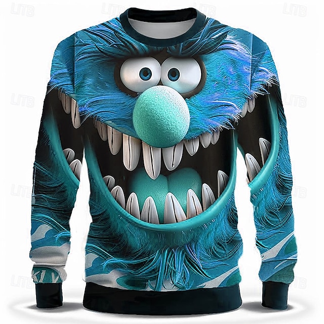  Per uomo Divertente Felpe Felpa Manica lunga Felpa Girocollo Di tendenza Stampa 3D Autunno Inverno