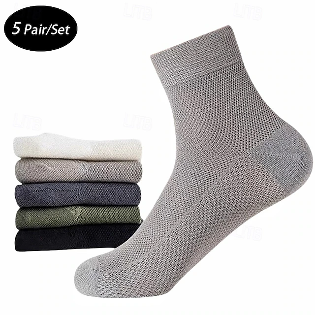 Men's 5 Pairs Multi Packs Socks Running Socks Casual Socks Black White Color Plain Sports & Outdoor Daily Vacation Basic Medium Spring Fall Fashion Casual 11