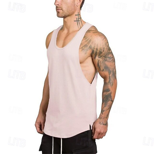  Herre Løbesinglet Træningsundertrøje Uden ærmer Vest / gilet Sommer Bomuld Åndbart Hurtigtørrende Yoga Fitness Løb Sportstøj Sportstøj Sort Hvid Grøn