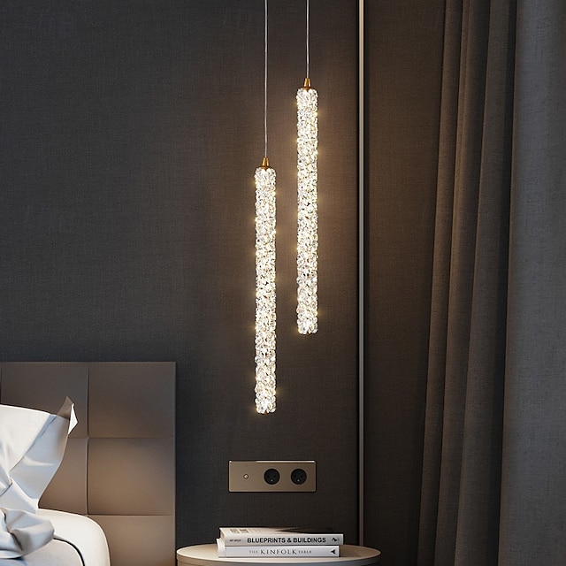  led-riippuvalaisin lämmin valkoinen 53cm 1-valo pohjoismainen kristalli sängyn ääressä pitkä putki kristalliriippuvalaisin keittiösaari säädettävä korkeus ripustusvalaisin sängyn vieressä