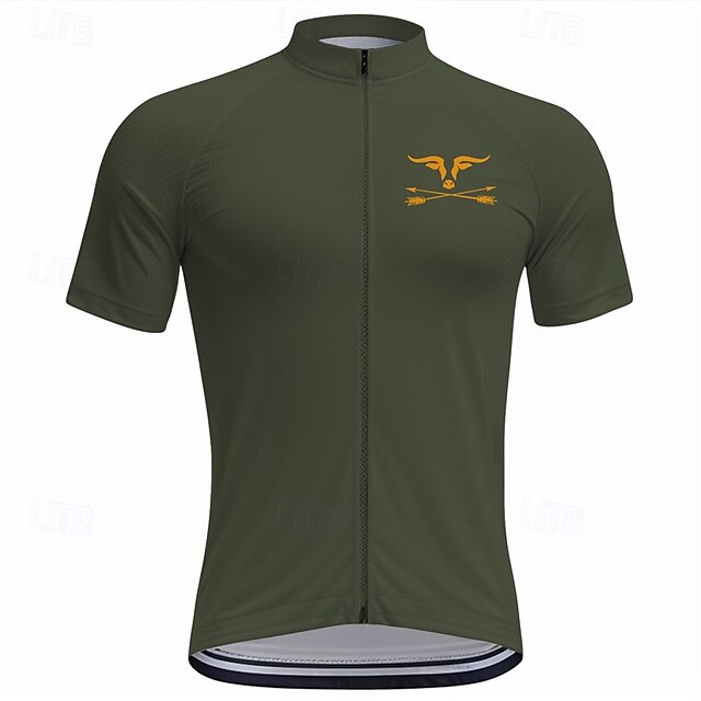 Men's Cycling Jersey Graphic Short Sleeve Bike Tee Tshirt Top with 3 Rear Pockets Mountain Bike MTB Road Bike Cycling Quick Dry Front Zipper Wicking Sports Blue Green Khaki Clothing Apparel4