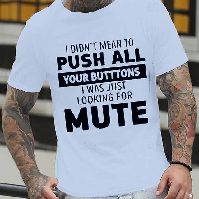 Men's Letter T shirt Casual Style 100% Cotton Short Sleeve Graphic ...