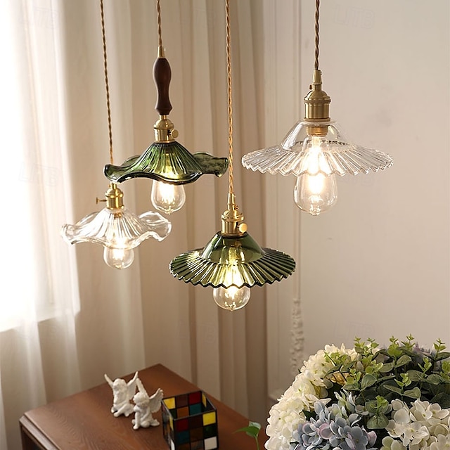  Lámpara colgante LED de 1/2/3 luces, lámpara colgante de vidrio vintage, candelabros ajustables en altura, ambiente sencillo, adecuado para pasillos de dormitorio, cafetería, loft, 85-265v