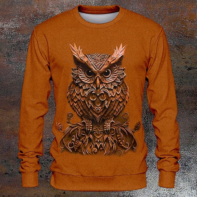 Halloween Men's Owl Hoodies Sweatshirt Long Sleeve Sweatshirt Crew Neck Fashion Daily 3D Print 3D Print Fall Winter 6