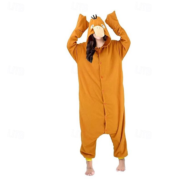 Adults' Animal Onesie Costume Carnival Costume Cartoon Psyduck Onesie Pajamas Kigurumi Pajamas Charm Funny Costume For Men and Women Carnival Cartoon4