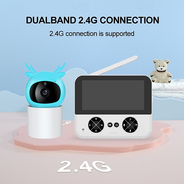  4.3 inch 2.4G Wireless Voice Intercom Crying Reminder Baby Monitor 355 Shaking Head Monitor