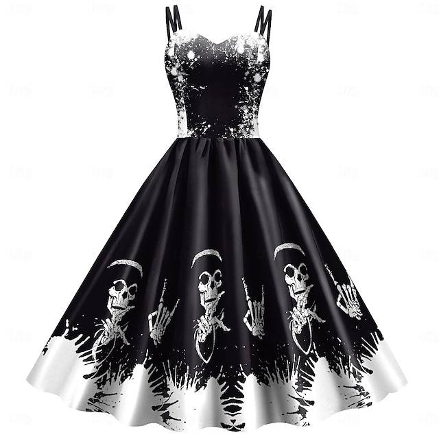  Skeleton Skull Halloween Dress Dresses Cosplay Adults' Women's Carnival Valentine's Day Mardi Gras Party / Evening Easy Halloween Costumes Dress Up