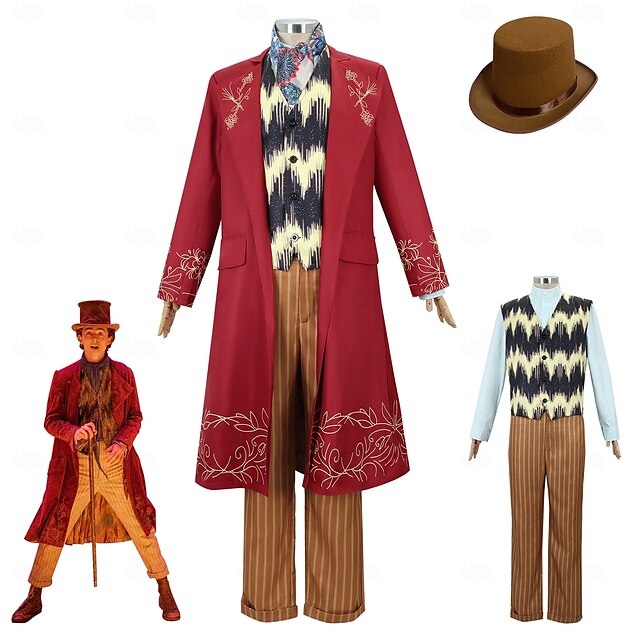  Charlie und die Schokoladenfabrik Wonka Willy Wonka Cosplay Kostüm Outfits Cosplay Film Cosplay for Herren Jungen Kinder Erwachsene Karneval Maskerade Veranstaltung / Fest Maskerade