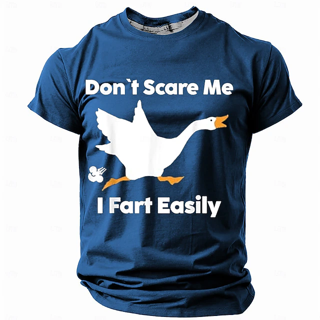 Men's Swan Funny T Shirt Short Sleeve T shirt 3D Print Crew Neck Shirt Retro Vintage Casual Street Style Street Sports Outdoor Casual Black Blue Orange Spring & Summer Clothing Apparel S M L XL 2XL 6