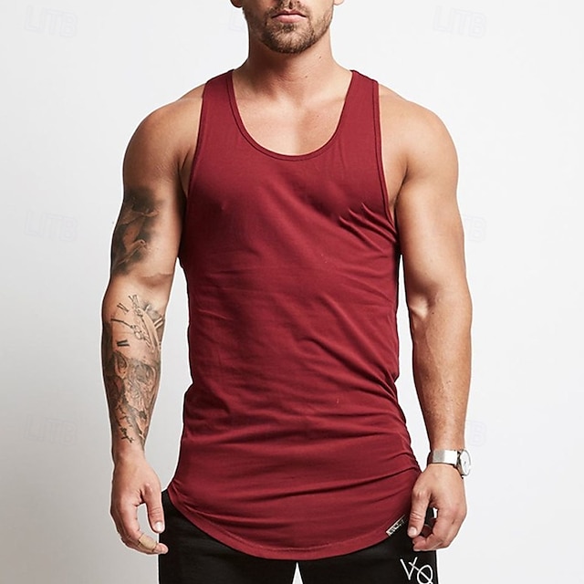  Herren Fitness Tank Top Tank Top Running Sport Top Tank Top Sport Ärmellos Weste / Fahrradweste Casual Athlässigkeit Baumwolle Atmungsaktiv Schnelltrocknend Weich Fitnesstraining Laufen Gehen