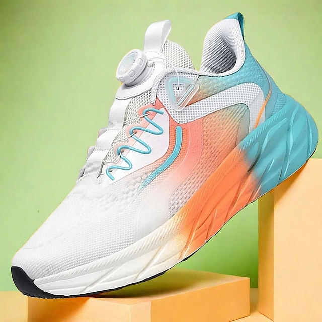  chaussures de course réglables pour hommes - baskets en maille respirante avec système de lacets à cadran moderne, design dégradé vibrant pour les modes de vie actifs