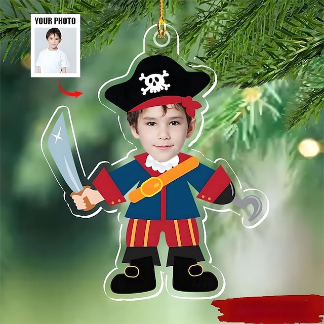 Ornements de Noël photo personnalisés en acrylique 2D ornements de sapin de Noël au visage de bébé décoration Noël pendentifs suspendus cadeaux