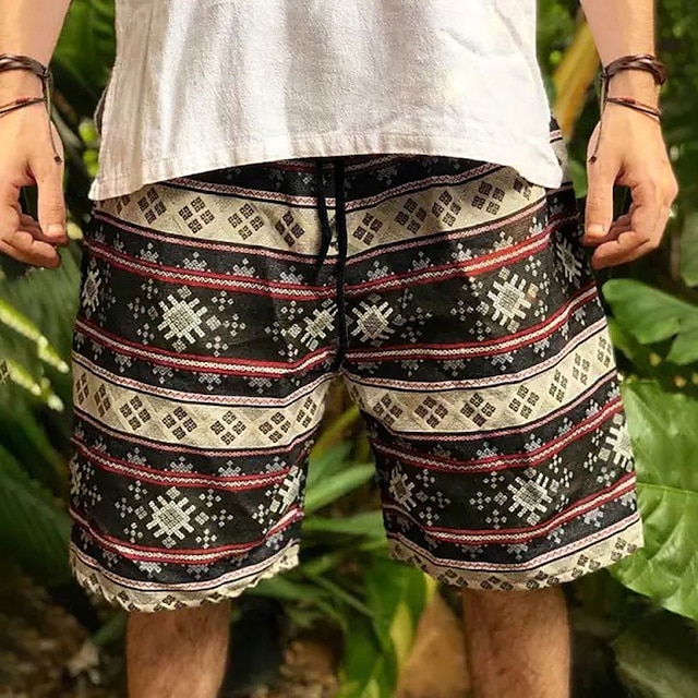  Men's Geometric Pattern Swim Shorts Board Shorts Swimming Trunks Mid Waist Fashion Streetwear Designer Casual Daily Holiday Pocket Drawstring Elastic Waist Designer Clothing Apparel