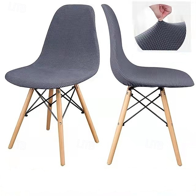  Fundas de concha para silla de comedor, funda curvada de licra sin brazos, funda de asiento lavable, fundas elásticas para taburete, decoración del hogar y la cocina