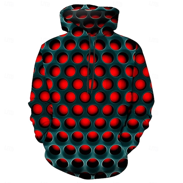  Homens Geométrica 3D Moletom Moletons Designer Básico Manga Longa Com Capuz Vermelho Azul Outono Designer