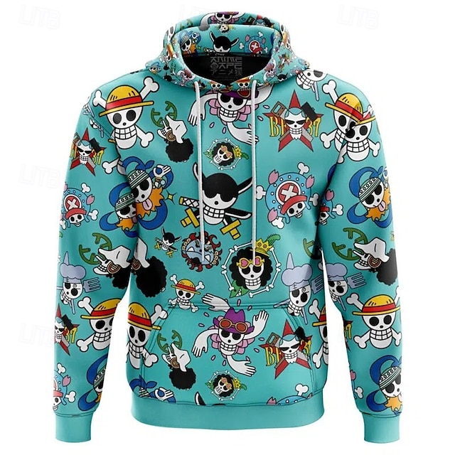  One Piece Monkey D.Rufy Ingranaggio di Rufy 5 Felpa con cappuccio Pullover Manga 3D Tasca frontale Grafica Per Da coppia Per uomo Per donna Per adulto Halloween Carnevale Mascherata Stampa 3D Feste