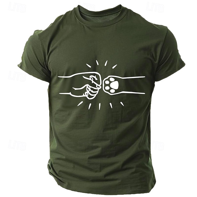  Hombre Huella / Pata Camiseta Camiseta superior 100% Algodón Manga Corta Gráfico Camisa Negro Verde Ejército Azul Oscuro Camiseta cómoda Calle Deporte Ropa de diseñador de moda