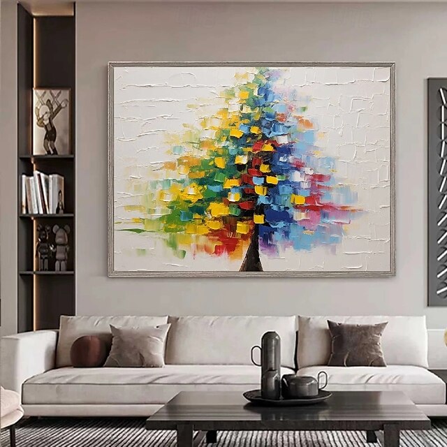  peinture d'arbre en fleurs colorée à la main 100% peint à la main peinture d'arbre de fleur texturée peinture à l'huile d'arbre abstrait acrylique peinture de décoration murale pour salon bureau