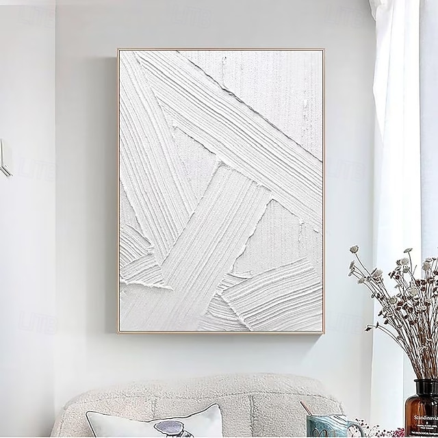  3D-Ölgemälde in Weiß, handgemalt, dickes strukturiertes Ölgemälde, handgemaltes beige-weißes Gemälde auf Leinwand, abstraktes 3D-Ölgemälde in Weiß mit Struktur, Wandkunst, Gemälde für Wohnzimmer,