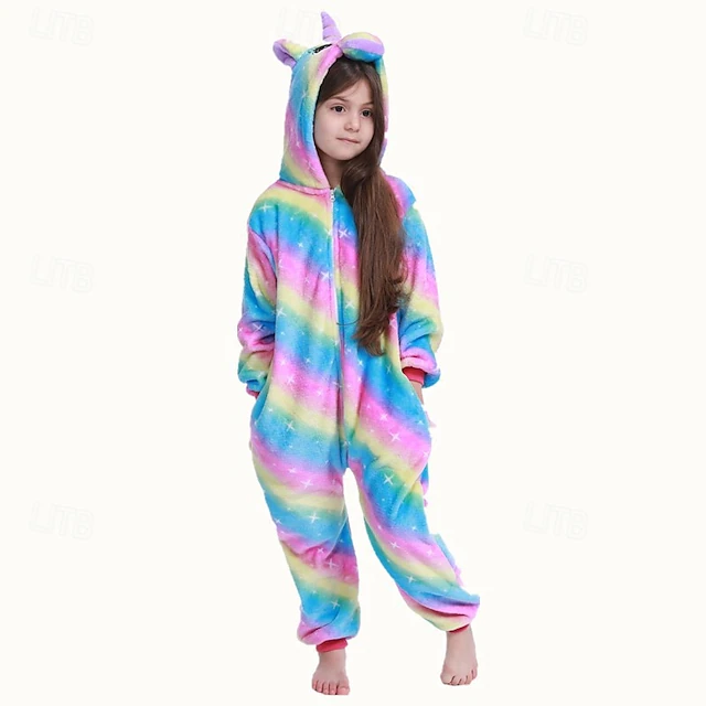 Kid's Animal Onesie Costume Carnival Costume Cartoon Unicorn Onesie Pajamas Kigurumi Pajamas Charm Funny Costume For Girls' Carnival Cartoon 6