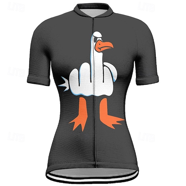  Femmes Maillot de cyclisme Dessin animé Manche Courte Cyclisme T-shirt Top avec 3 poches arrière VTT Vélo tout terrain Cyclisme sur route Séchage Rapide Fermeture Éclair Frontale Évacuation de